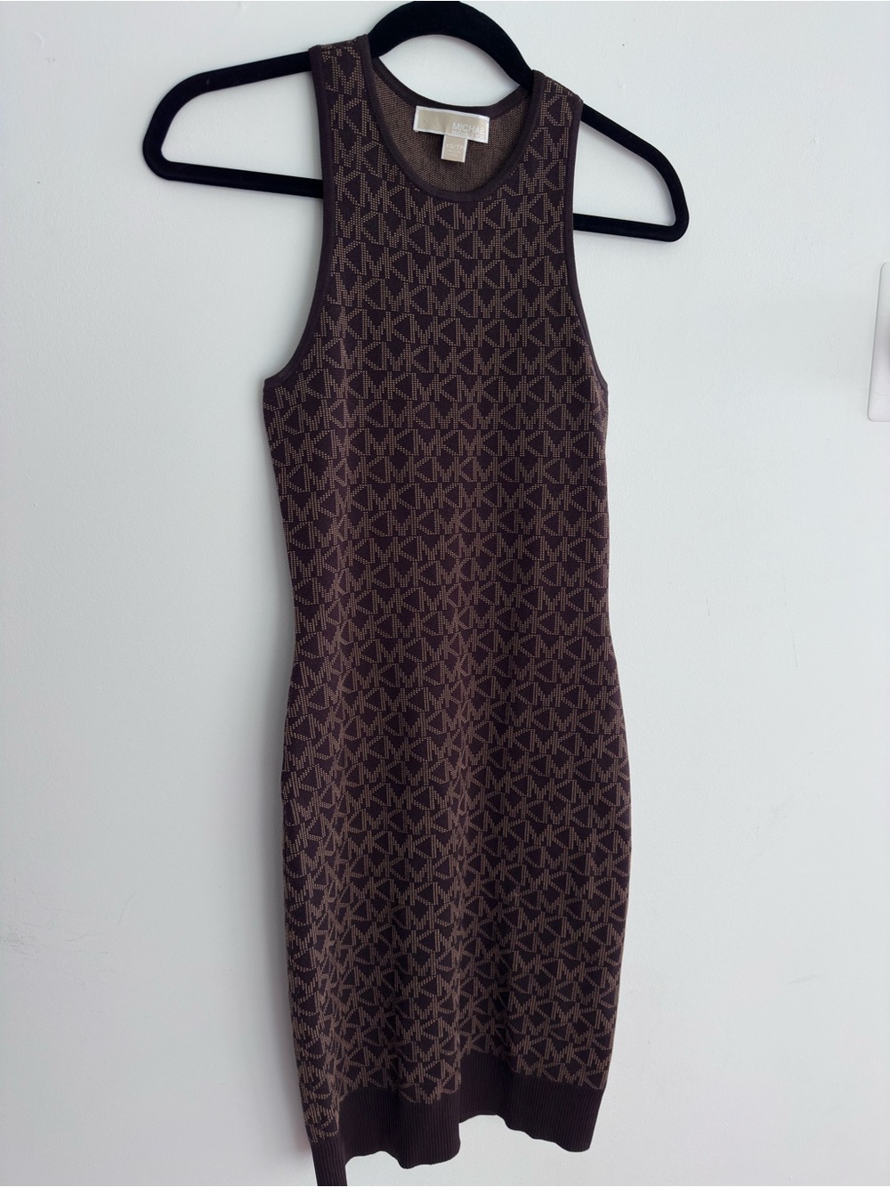 MICHAEL Michael Kors Brown MK Logo Knit Midi Dress